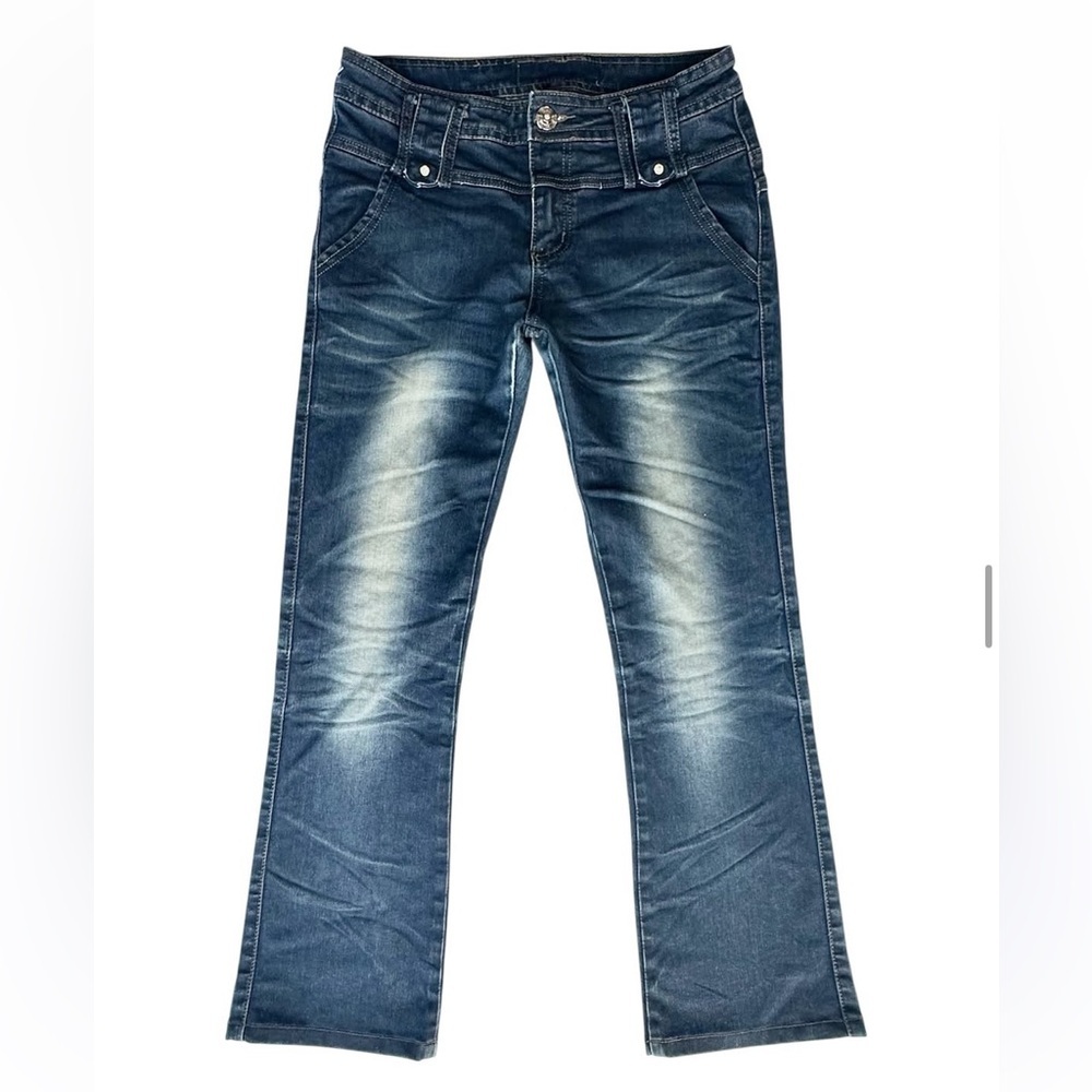Vintage Blue Stretchy Low Waisted Women's Jeans with Jewels